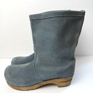 Sanita Suede Textured Wood Clog Boots Womens 40 US 9-9.5 Boho Scandinavian